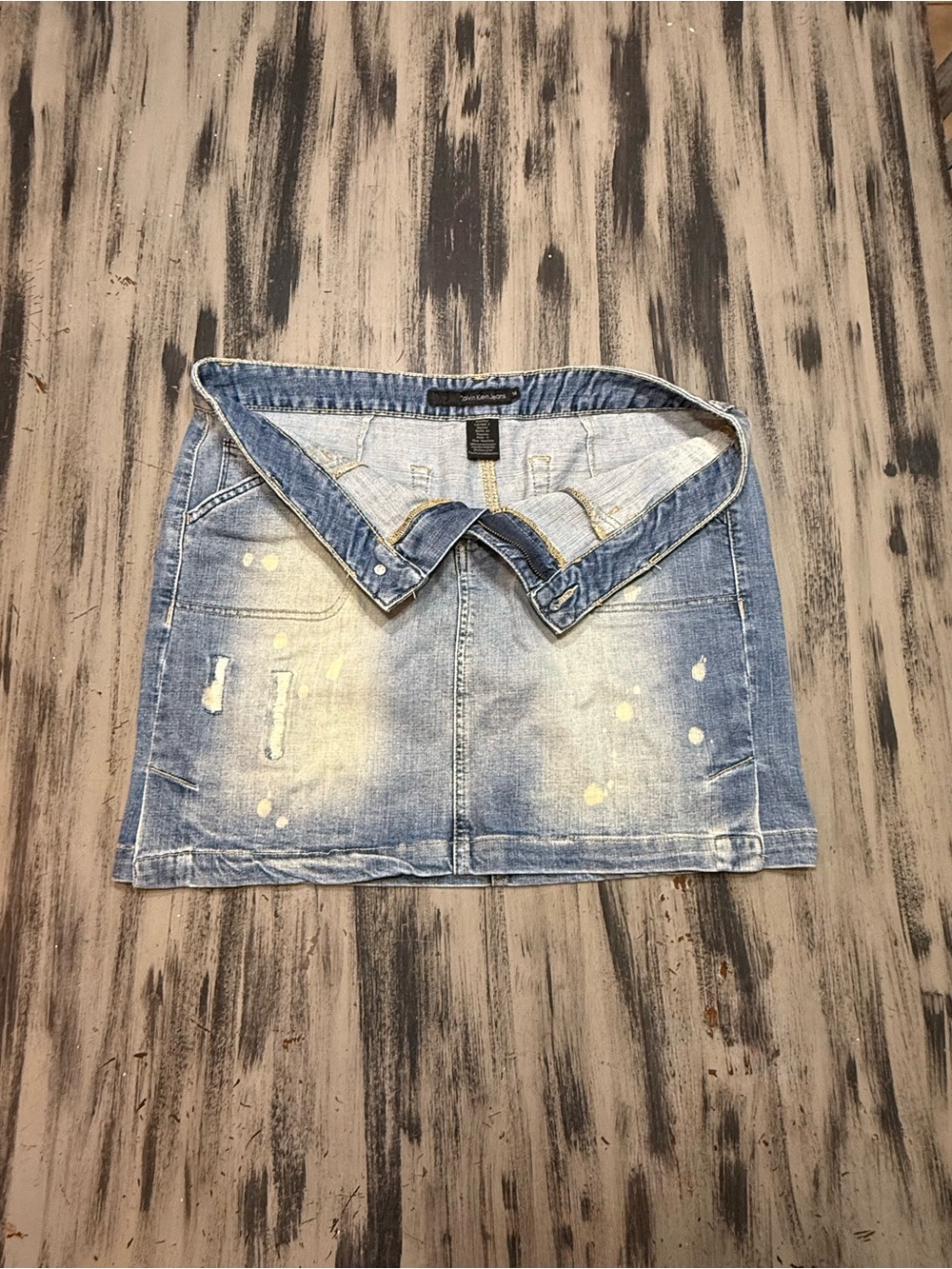 Calvin Klein Denim Distressed Mini Skirt Size 14 - Picture 8 of 14